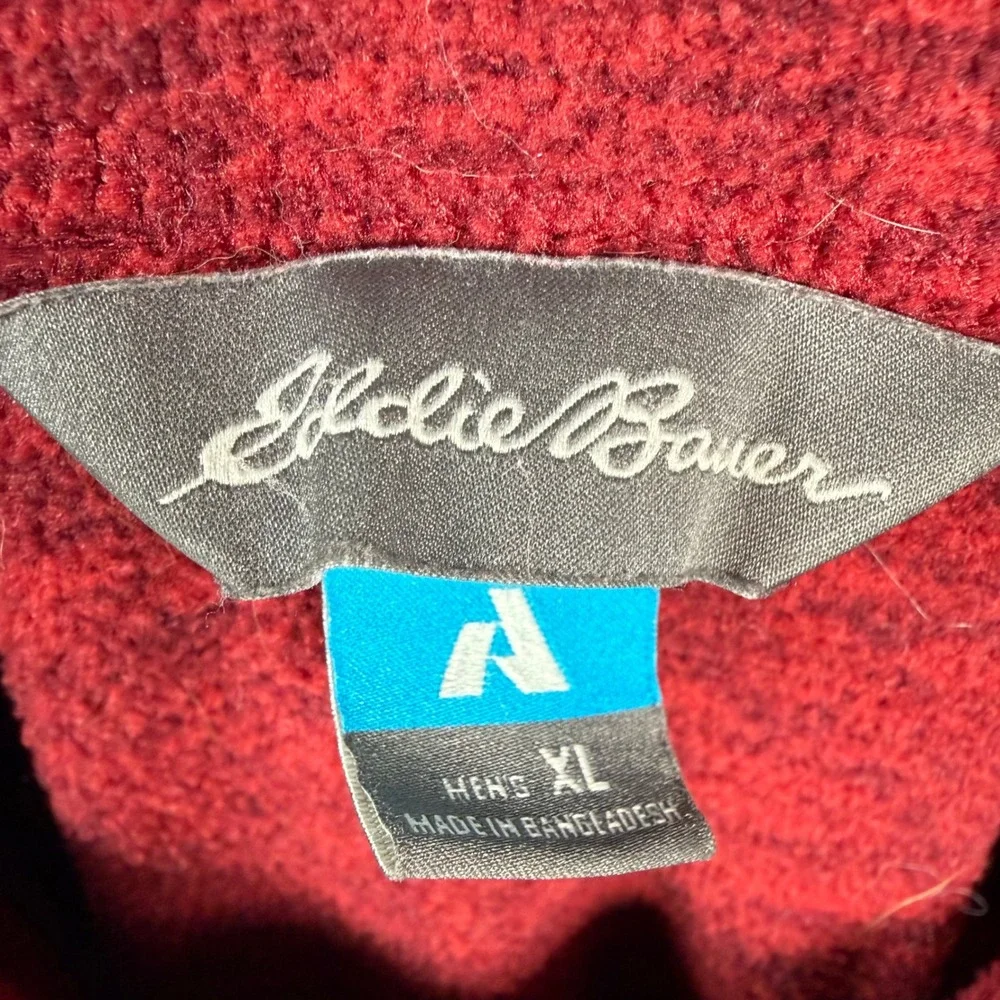 Eddie Bauer First Ascent Pullover Mens XL Red 1/4 Zip Fleece Jacket‎ Mock Neck